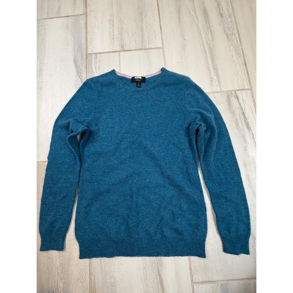 Charter Club Luxury 100% Cashmere Sweater Teal Blue Crew Neck Long Slee Womens M